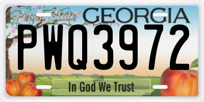 GA license plate PWQ3972
