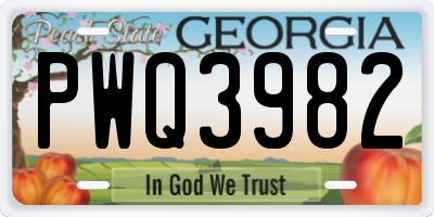 GA license plate PWQ3982