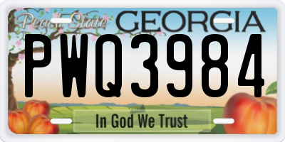GA license plate PWQ3984