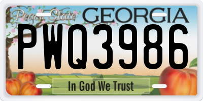 GA license plate PWQ3986