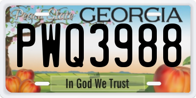 GA license plate PWQ3988