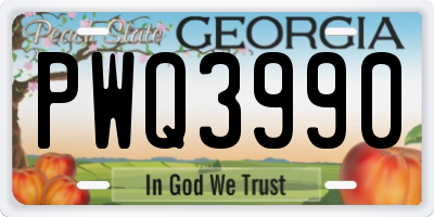 GA license plate PWQ3990