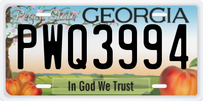 GA license plate PWQ3994
