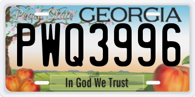 GA license plate PWQ3996
