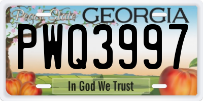 GA license plate PWQ3997