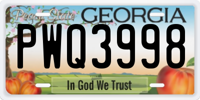 GA license plate PWQ3998