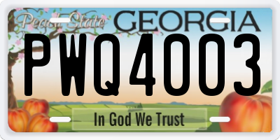 GA license plate PWQ4003
