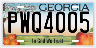 GA license plate PWQ4005