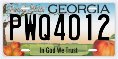 GA license plate PWQ4012