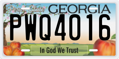 GA license plate PWQ4016