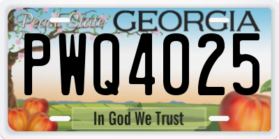 GA license plate PWQ4025
