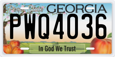 GA license plate PWQ4036