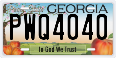 GA license plate PWQ4040