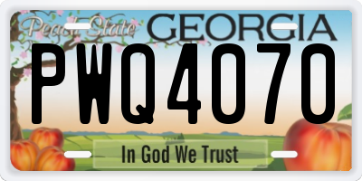 GA license plate PWQ4070