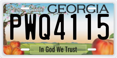GA license plate PWQ4115