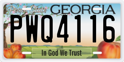 GA license plate PWQ4116