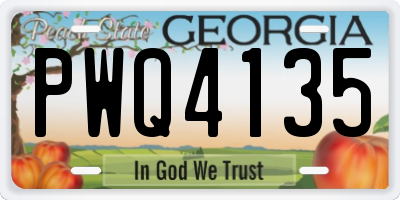 GA license plate PWQ4135