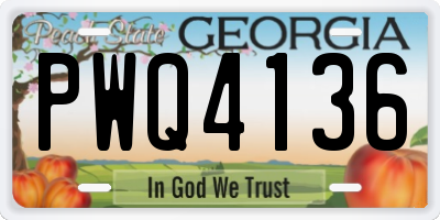 GA license plate PWQ4136