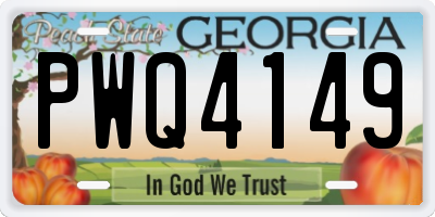 GA license plate PWQ4149