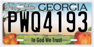 GA license plate PWQ4193