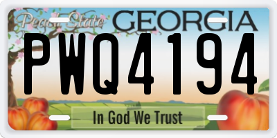 GA license plate PWQ4194