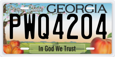 GA license plate PWQ4204