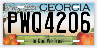 GA license plate PWQ4206