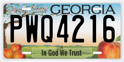 GA license plate PWQ4216