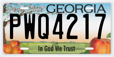 GA license plate PWQ4217
