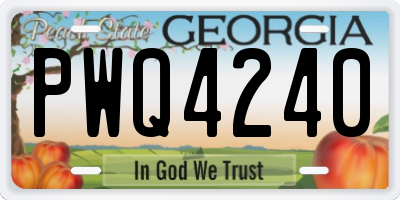 GA license plate PWQ4240