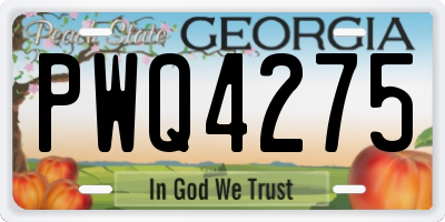 GA license plate PWQ4275