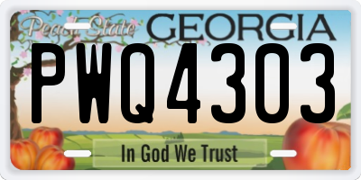 GA license plate PWQ4303