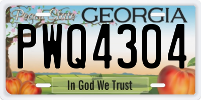 GA license plate PWQ4304
