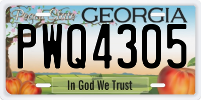 GA license plate PWQ4305
