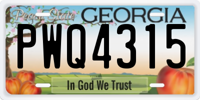 GA license plate PWQ4315