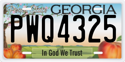 GA license plate PWQ4325