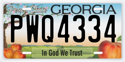 GA license plate PWQ4334