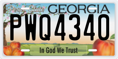 GA license plate PWQ4340