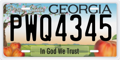 GA license plate PWQ4345