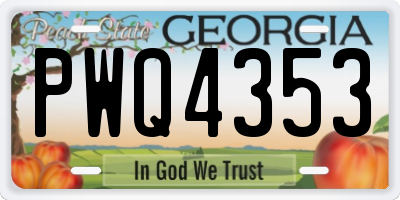GA license plate PWQ4353