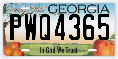 GA license plate PWQ4365