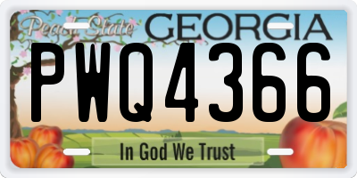 GA license plate PWQ4366