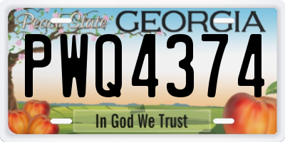 GA license plate PWQ4374