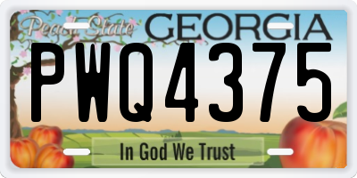 GA license plate PWQ4375