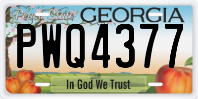 GA license plate PWQ4377