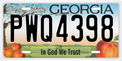 GA license plate PWQ4398