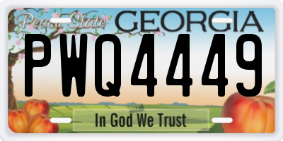 GA license plate PWQ4449