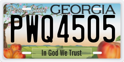 GA license plate PWQ4505