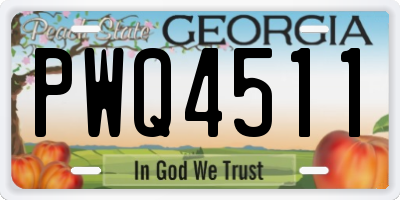 GA license plate PWQ4511