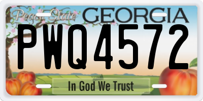 GA license plate PWQ4572